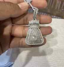 Pingente de bolsa de dinheiro personalizado moissanita real redondo 2,50 ct folheado a ouro branco 14K comprar usado  Enviando para Brazil