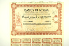 BANCO DI ROMA ACTION DE 100 LIVRES ROME 1932 + COUPONS comprar usado  Enviando para Brazil