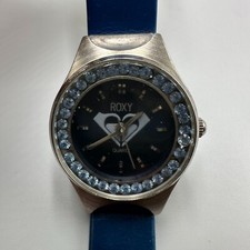 Relógio feminino Roxy Quiksilver moldura de cristal azul tom prata Y2K nova bateria 8,5" comprar usado  Enviando para Brazil
