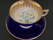 Conjunto interno de xícara e pires AYNSLEY fita de flor de milho azul cobalto comprar usado  Enviando para Brazil