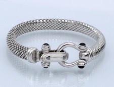 CAIXA DE PULSEIRA GANCHO FERRADURA ÔNIX MALHA TECIDO PRATA ESTERLINA 925 DESIGNER ITALIANO, usado comprar usado  Enviando para Brazil