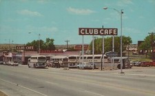Cartão postal foto RPPC Santa Rosa NM Club Cafe Greyhound Buses Street View década de 1950 comprar usado  Enviando para Brazil