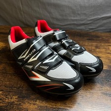 Sapatos masculinos de ciclismo Venzo EUA Clipes de bicicleta de estrada pretos vermelhos tamanho 9,5 comprar usado  Enviando para Brazil