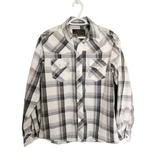 Camiseta Red Snap Jeans Co. Masculina M Preta Branca Xadrez Botão Manga Longa Decalque comprar usado  Enviando para Brazil