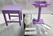 CONJUNTO DE UTENSÍLIOS DE MESA VINTAGE BARBIE 1989 GRILL ROXO #7751 comprar usado  Enviando para Brazil