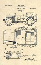 Usado, Vintage Willys Jeep Impressão Artística Patente dos EUA - Antigo Exército Veterano - 242 comprar usado  Enviando para Brazil