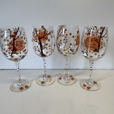 Pier 1 Conjunto Importado de 4 Copos de Vinho Pintados à Mão 18 Oz "Vá Jump In The Leaves", usado comprar usado  Enviando para Brazil