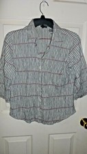 Camisa feminina preta/branca/vermelha de algodão/nylon por "Lemon Grass" média. Manga 3/4 comprar usado  Enviando para Brazil