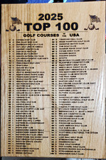Top 100 campos de golfe melhores campos de golfe dos EUA 2025 vitrine placa de carvalho personalizada. comprar usado  Enviando para Brazil