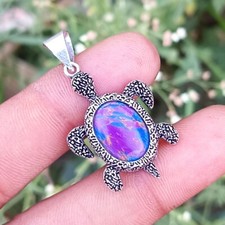 Pingente feito à mão de pedra preciosa turquesa roxa banhado a prata esterlina 925 tartaruga 1 peça comprar usado  Enviando para Brazil