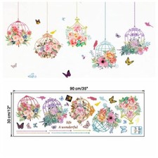 Hágalo usted mismo patrón de calcomanías mural hogar pegatinas de pared decoración de habitaciones flores jaula para pájaros mariposa segunda mano  Embacar hacia Mexico