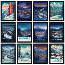 Pôster vintage de viagem para resorts de esqui decoração com estampa retrô arte de parede A5 A4 A3, usado comprar usado  Enviando para Brazil