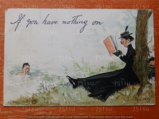 Cartão postal assinado pelo artista Phil May. Se você não tem nada. homem nu nadando comprar usado  Enviando para Brazil