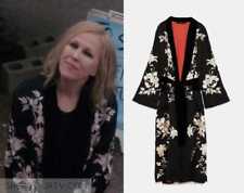 ZARA Kontrastowa haftowana czarna sukienka kimono z nadrukiem ASO Moira Rose XSMALL XS na sprzedaż  PL