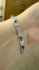 Pulseira peruana prata esterlina 950 pedras naturais abalone - 7"", usado comprar usado  Enviando para Brazil