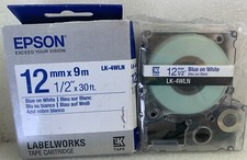 Cartucho de fita Epson 12mm 1/2” azul sobre branco LK-4WLN comprar usado  Enviando para Brazil