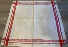 Toalha de mesa vintage, flores e folhas tecidas, vermelho e off white, linho e rayon comprar usado  Enviando para Brazil