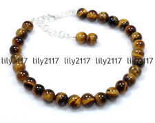 Pulseira de contas de pedra preciosa redonda olho de tigre amarelo natural real 4mm 8mm 7,5"" AAA comprar usado  Enviando para Brazil