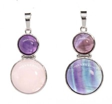 Pingente de pedra de cristal natural ametista quartzo rosa fluorita pedras preciosas joias comprar usado  Enviando para Brazil