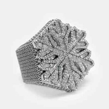 Anel de noivado floco de neve moissanita real corte redondo 2,80 ct folheado a ouro branco 14k, usado comprar usado  Enviando para Brazil