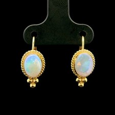 Brincos pendurados de ouro amarelo 14k com moldura oval de opala Carla, usado comprar usado  Enviando para Brazil
