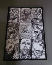 Anime All Giant Giganti Attack On Titan Cartellone Painting 75x55 Cm + Cornice, używany na sprzedaż  Wysyłka do Poland