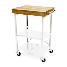 Carro de bar isla de cocina con tapa de madera maciza plegable Origami, blanco (caja abierta) segunda mano  Embacar hacia Mexico