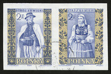 Polska 1960, Kostiumy regionalne - para (Stroj Lowicki), Used Stamp, Inperforate na sprzedaż  Wysyłka do Poland
