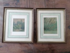 Paire aquarelles miniatures d'occasion  Verneuil-l'Étang