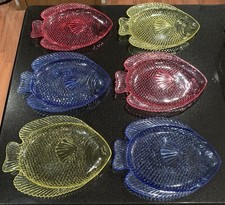 Conjunto de 6 pratos de peixe acrílico vintage - 3 cores (rosa, amarelo, azul) Taiwan, usado comprar usado  Enviando para Brazil