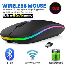 Mouse sem fio LED RGB recarregável óptico silencioso mouse USB para PC laptop Reino Unido comprar usado  Enviando para Brazil