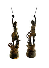 Estatuilla francesa de metal fundido sobre base de madera par estatua decoración clásica vintage segunda mano  Embacar hacia Mexico