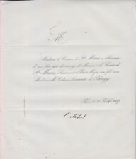 1857 announcing wedding d'occasion  Expédié en Belgium