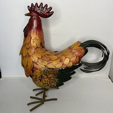 Galo de fazenda rústico rural 20” de altura vermelho preto ouro metal galo arte quintal comprar usado  Enviando para Brazil