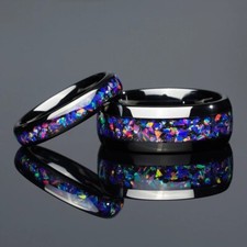 Usado, Conjunto de casal 4/8 mm opala roxa colorida preta anel de casamento carboneto de tungstênio comprar usado  Enviando para Brazil