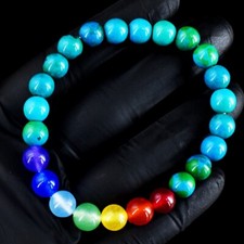 Pulseira elástica verde papagaio crisoprásio e sete chakras 78,00 cts VK 41 E672 comprar usado  Enviando para Brazil