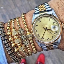 Berloque pulseira masculina folheada a ouro 24kt micro pavê cubo de zircão pulseiras de macramê comprar usado  Enviando para Brazil