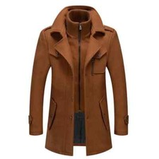 Casaco de lã de inverno moda colarinho duplo jaqueta grossa peito único trench coat comprar usado  Enviando para Brazil