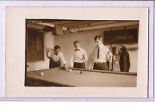 Cartão postal foto real RPPC - Homens jogando bilhar sinuca - Esportes, usado comprar usado  Enviando para Brazil