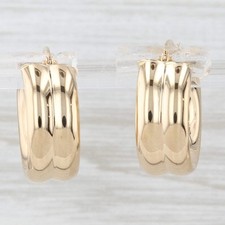 Brincos de argola de ouro com nervuras largas e argolas redondas de ouro amarelo 18k comprar usado  Enviando para Brazil