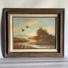 Pintura original de patos voando sobre a água de R. Wilson - assinada e emoldurada comprar usado  Enviando para Brazil