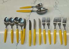 Conjunto de talheres vintage amarelo Hercules INOX 755 utensílio cabo de plástico 15 peças leitura, usado comprar usado  Enviando para Brazil