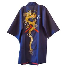 Roupão quimono japonês curto bordado dragões azul marinho gravata leve tamanho G comprar usado  Enviando para Brazil