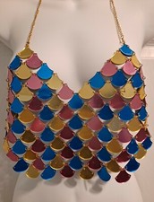 Discos de acrílico espelhados Bejeweled coloridos crop halter top não usados ajuste de 1 tamanho comprar usado  Enviando para Brazil