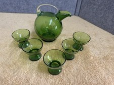 Mini jarro bola inclinável de vidro verde vintage com 5 copos Cambridge? comprar usado  Enviando para Brazil