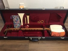 Juego de estuche rígido japonés Shamisen música instrumento de 3 cuerdas principiante naranja 2 piezas segunda mano  Embacar hacia Mexico