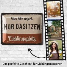 Retro Blechschild NUR DASITZEN LIEBLINGSPLATZ Schild Garten Deko Metall 15x20 cm comprar usado  Enviando para Brazil