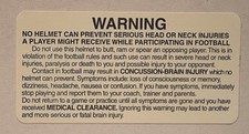 Football helmet warning for sale  Valley