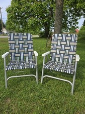 Par Vintage de 2 Cadeiras Dobráveis de Gramado com Teia de Alumínio Sunbeam - Ótimo Estado, usado comprar usado  Enviando para Brazil