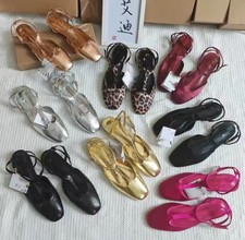 ZARA 2025 Women' Square Head Shallow Mouth Casual Ballet, Flat Shoes Mule Shoes, usado comprar usado  Enviando para Brazil
